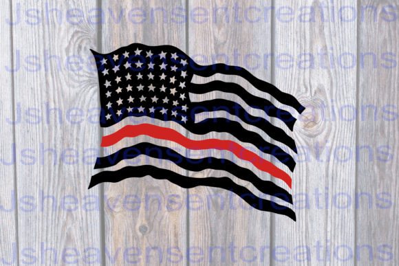 American Flag Red Line Graphics for Crafts