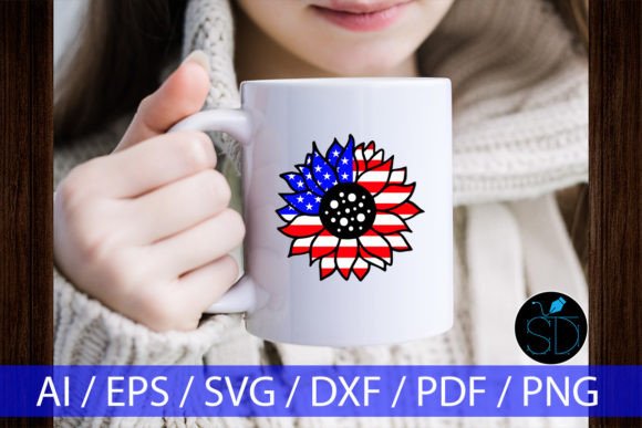 American Flag, Sunflower SVG Design: Graphics for Crafts & Branding