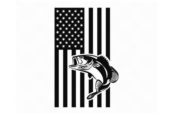 Bass Fishing with an American Flag SVG: Graphics for Crafts