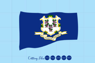 Connecticut State with Flag Background Graphics