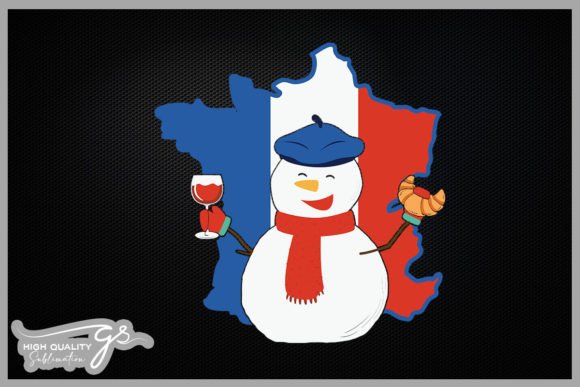 French Flag Snowman Christmas Graphics for Crafts
