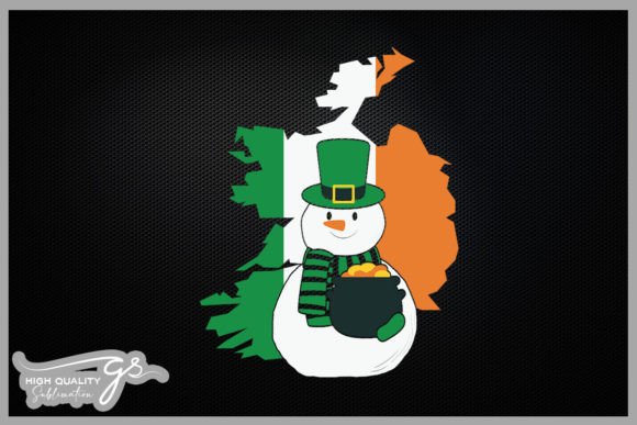 Ireland Flag Snowman Christma Graphics & Crafts