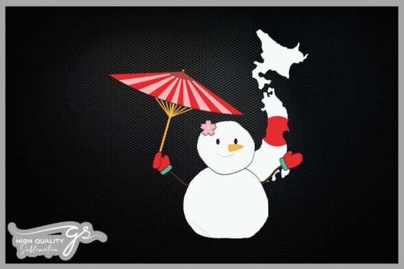 Japan Flag Snowman Christmas Graphics for Crafts