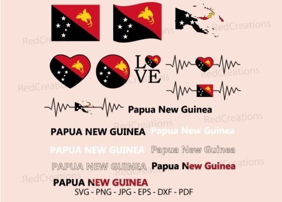 Papua New Guinea Flag Bundle Graphics for Crafts