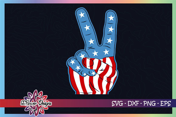 Peace Hand American Flag Graphics for Crafts