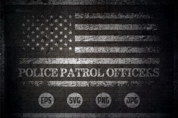 Police Patrol Officers - USA Flag Graphics for Crafts