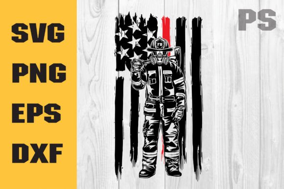 USA Flag Firefighter Graphics for Crafts