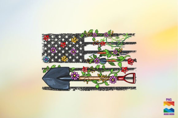 USA Flag Gardening Tools Graphics for Crafts