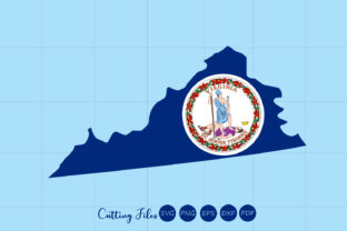 Virginia State with Flag Background Graphics for Crafts